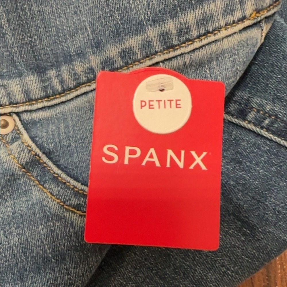 SPANX Seamed Front Wide Leg Jeans In Vintage Índigo Wash - Picture 7 of 15